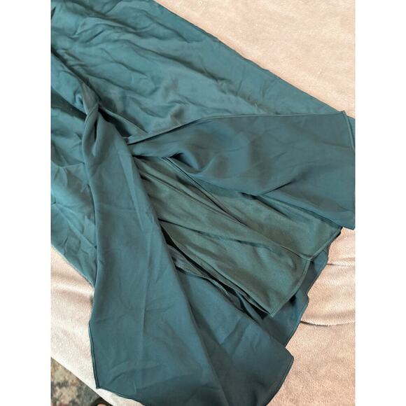 NWT After Regular Length Evergreen Dress Satin Faux Wrap Gown - Picture 10 of 10